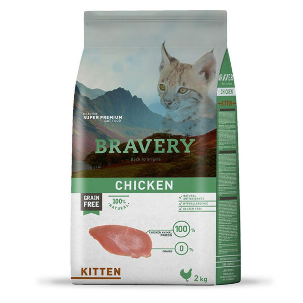 Bravery  – Frango para Gatinho 2 kg (Sem Cereais)