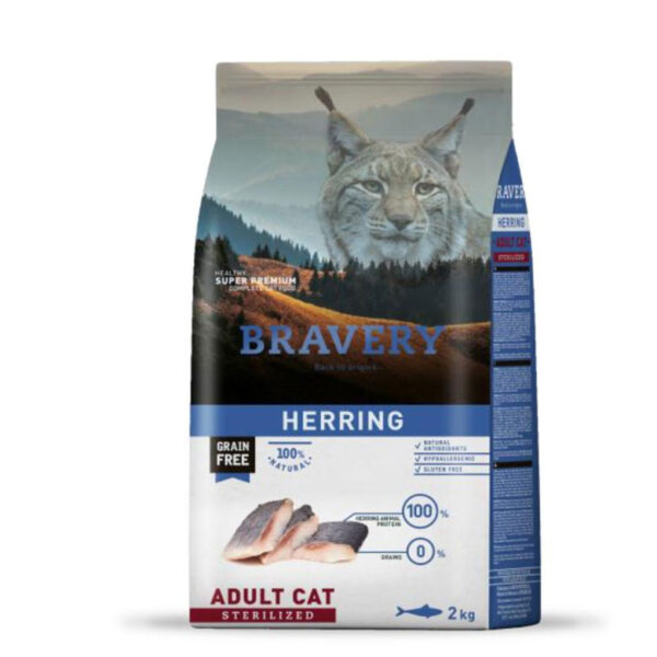 Bravery Sem Cereais - Arenque Gato Adulto Esterilizado