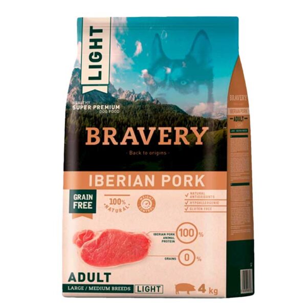 Bravery Adulto Médio/Grande Light – Porco Ibérico (Sem Cereais)
