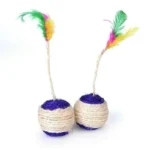 Bola de sisal com penas para gatos com corda interativa - Image 4