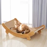Cama arranhador de madeira para gatos com base resistente e removível