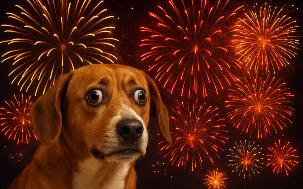 Cães e Fogo de Artifício